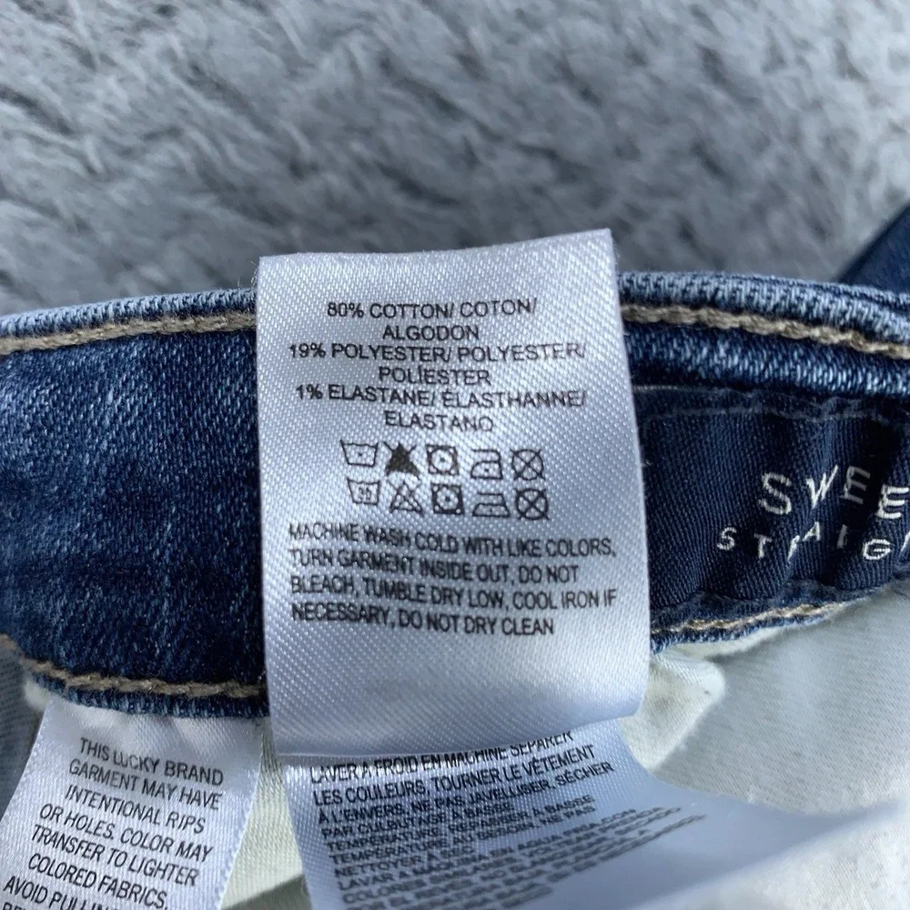 Lucky Brand Sweet Straight Jeans Womens 8/29 Blue Denim Mid Rise Crop Raw Hem